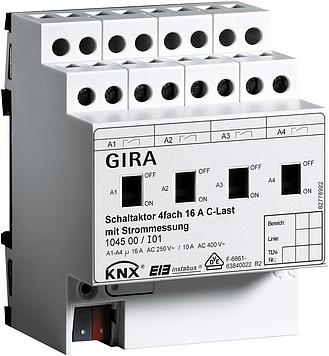 Gira 104500 Schaltaktor 4fach 16A C-Last KNX REG