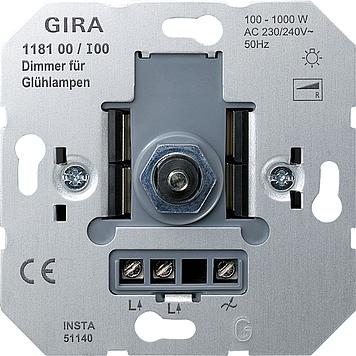 Gira 118100 Dimmer DruckWechsel Glühlampe 100-1000W Einsatz