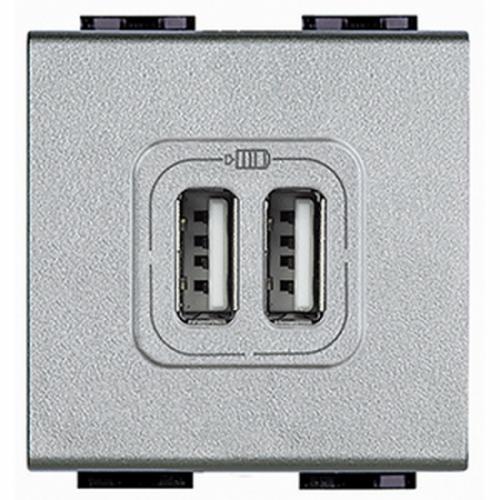 Bticino NT4286C2 USB-Ladestation LivingLight USB C 2-modulig Tech , (Aluminium)