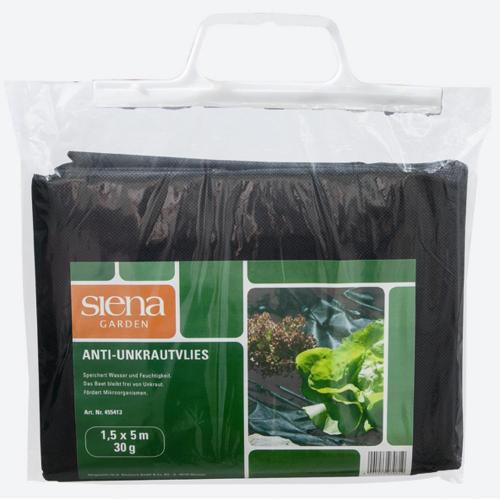 Siena Garden 455413 Anti-Unkrautvlies 30g, Maße: 1,5x5m, Farbe: schwarz 30g, SB-verpackt, schwarz