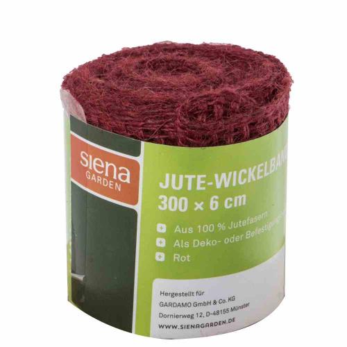 Siena Garden 641386 Jute-Wickelband, Farbe: rot, Maße: 300x6cm 300 x 6 cm
