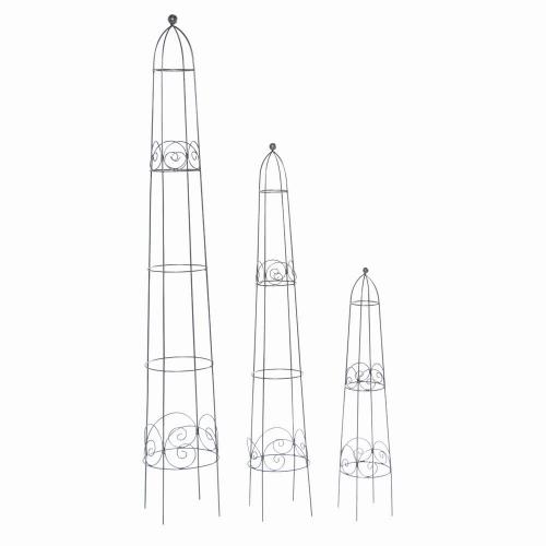 Siena Garden 179579 Obelisken-Set Bastos, 3-teilig Metall dunkelgrau, unterverzinkt 21x100cm, 26x150cm, 31x200cm