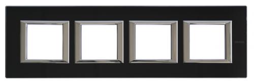 Bticino HA4802M4HVNN Abdeckrahmen 4fach horizontal Glas , (schwarz)